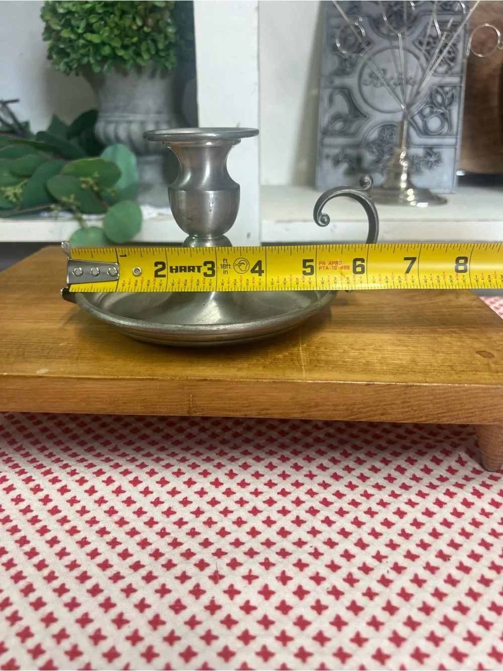 Vintage early American pewter by web chamberstick candle holder grandma core